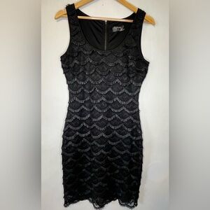 Guess Black Sleeveless Dress with Silver accented fringe Women’s Size 10